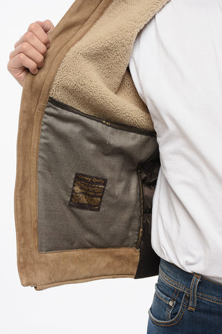 Down MAIORI Jacket with Eco-Suede and Shearling Details