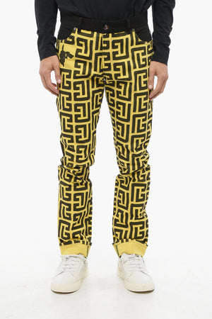 POKEMON Two-Tone Jeans with Turn-Up Hem and All-Over Monogram 17cm