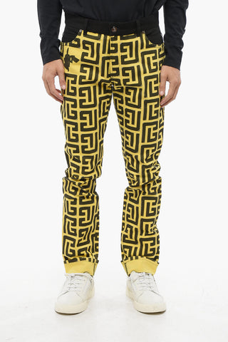 POKEMON Two-Tone Jeans with Turn-Up Hem and All-Over Monogram 17cm