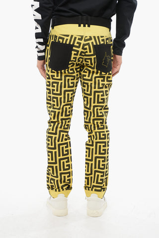 POKEMON Two-Tone Jeans with Turn-Up Hem and All-Over Monogram 17cm