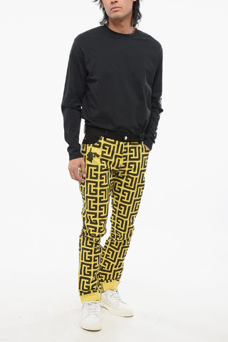 POKEMON Two-Tone Jeans with Turn-Up Hem and All-Over Monogram 17cm