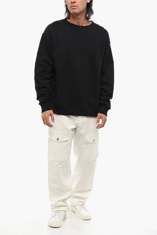 Solid Color Crew-neck T-Shirt with Contrasting Logo