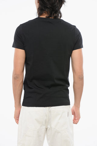 T-Shirt Girocollo in Tinta Unita con Logo in Rilievo