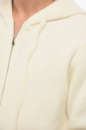 Maglia Full Zip in Lana Merino con Cappuccio
