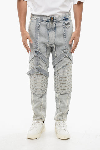 Straight Fit Biker Jeans with Straps 16cm