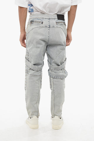 Straight Fit Biker Jeans with Straps 16cm