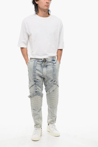 Straight Fit Biker Jeans with Straps 16cm