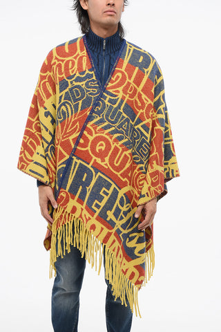 Poncho in Misto Alpaca con Lofo All-Over