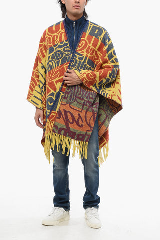 Poncho in Misto Alpaca con Lofo All-Over