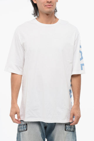 Solid Color Crew-neck T-Shirt with Printed Logo