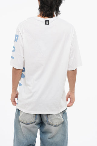 Solid Color Crew-neck T-Shirt with Printed Logo