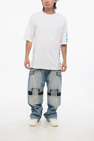 Solid Color Crew-neck T-Shirt with Printed Logo