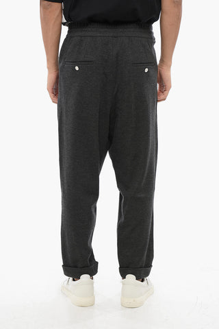Virgin Wool and Cashmere Pants with Elastic Waistband