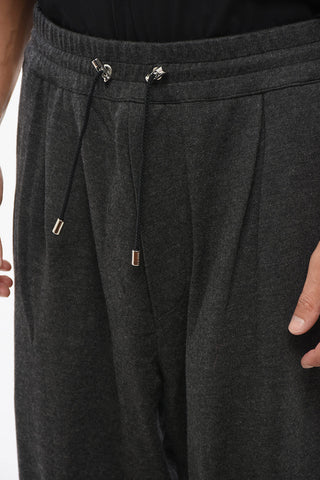 Virgin Wool and Cashmere Pants with Elastic Waistband