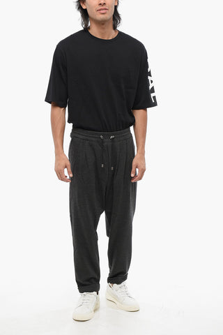 Virgin Wool and Cashmere Pants with Elastic Waistband