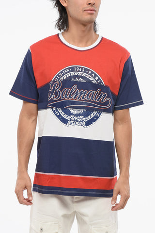 Color-Block T-Shirt mit Rundhalsausschnitt und aufgedrucktem Logo