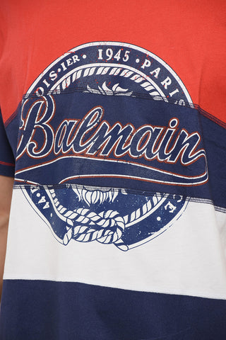 Color-Block T-Shirt mit Rundhalsausschnitt und aufgedrucktem Logo