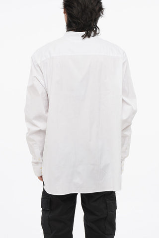 Camicia in Popeline di Cotone con Collo Coreana
