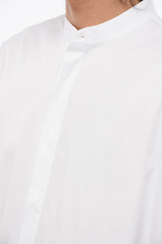 Camicia in Popeline di Cotone con Collo Coreana