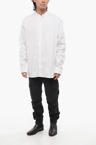 Camicia in Popeline di Cotone con Collo Coreana