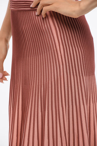 Pleated Knit Midi Skirt