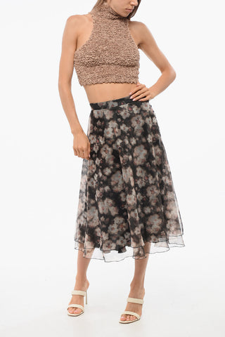 Crop Top a Collo Alto in Maglia