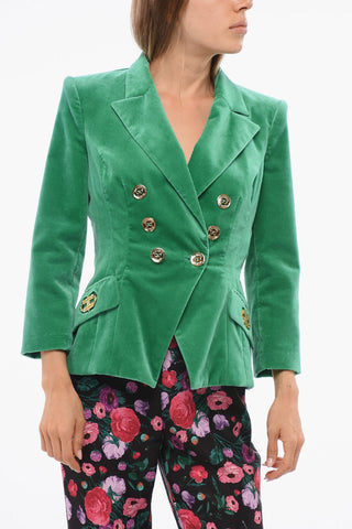 Blazer Doppiopetto Slim Fit in Velour