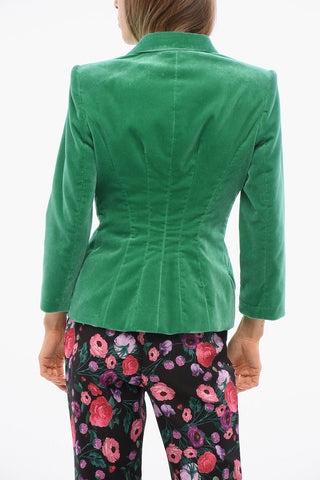 Double-breasted Slim Fit Velour Blazer