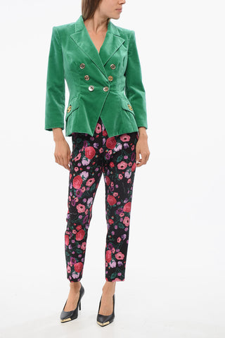 Double-breasted Slim Fit Velour Blazer