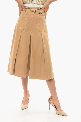 Gaucho-Shorts aus Denim mit vorderen Bundfalten