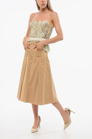 Gaucho-Shorts aus Denim mit vorderen Bundfalten