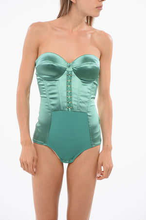 Body in Satin con Dettaglio Lace-up Frontale