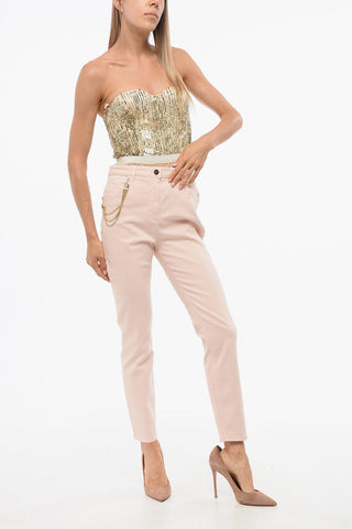 Pantaloni 5 Tasche con Dettaglio Catena