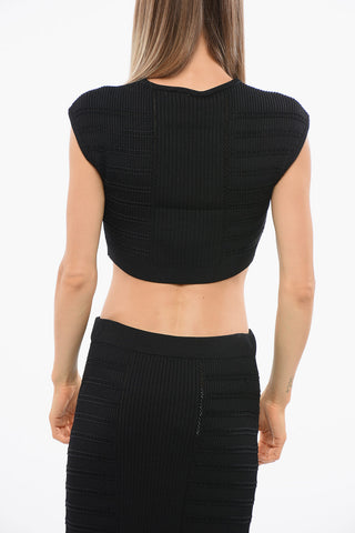 Gestricktes Cropped-Top mit Dekorativen Knöpfen