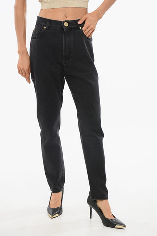 Stretch Denim Slim Fit Jeans with Golden Button 15cm