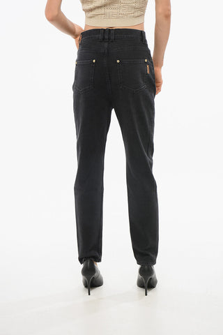 Stretch Denim Slim Fit Jeans with Golden Button 15cm