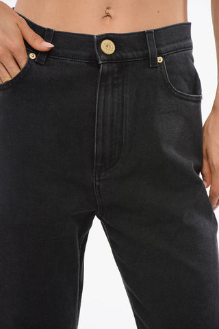 Stretch Denim Slim Fit Jeans with Golden Button 15cm