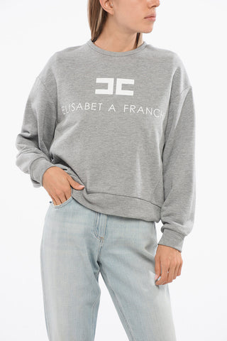 Felpa Girocollo in Cotone Garzato con Logo Stampato