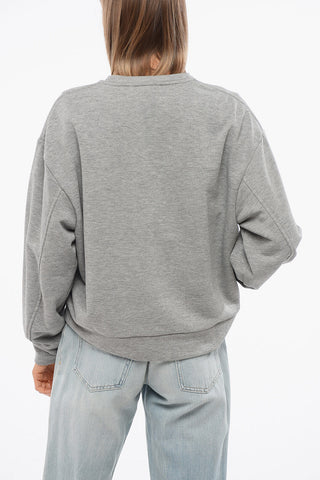 Felpa Girocollo in Cotone Garzato con Logo Stampato