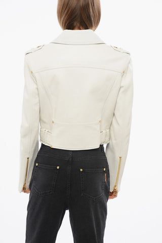 Giubbotto Crop in Pelle con Cintura