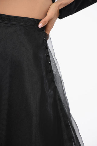 Organza Midi Skirt with Side Button Closure