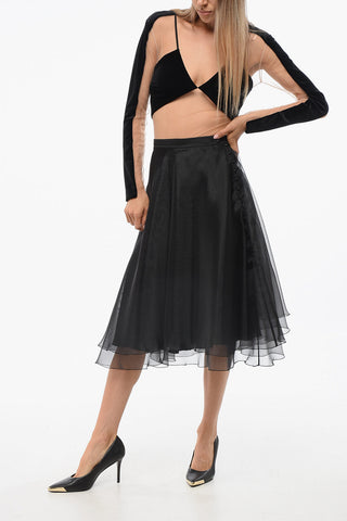 Organza Midi Skirt with Side Button Closure