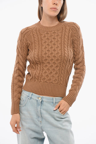 Maglia Girocollo in Misto Lana Cable Knit