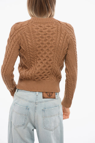 Maglia Girocollo in Misto Lana Cable Knit