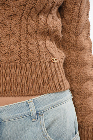 Maglia Girocollo in Misto Lana Cable Knit