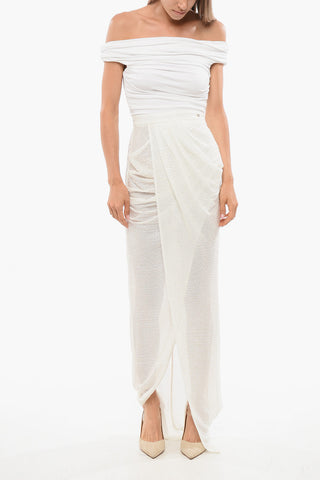 Vestito Paillettato con Scollo Drappeggiato
