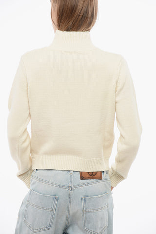 Turtleneck Wool Blend Sweater with Embroidered Logo
