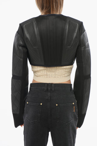 Technical Fabric Crop Jacket with Gold Zip