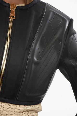 Technical Fabric Crop Jacket with Gold Zip