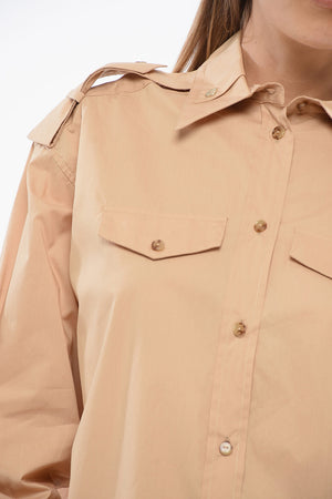 Baumwollbluse mit Button-Down-Kragen